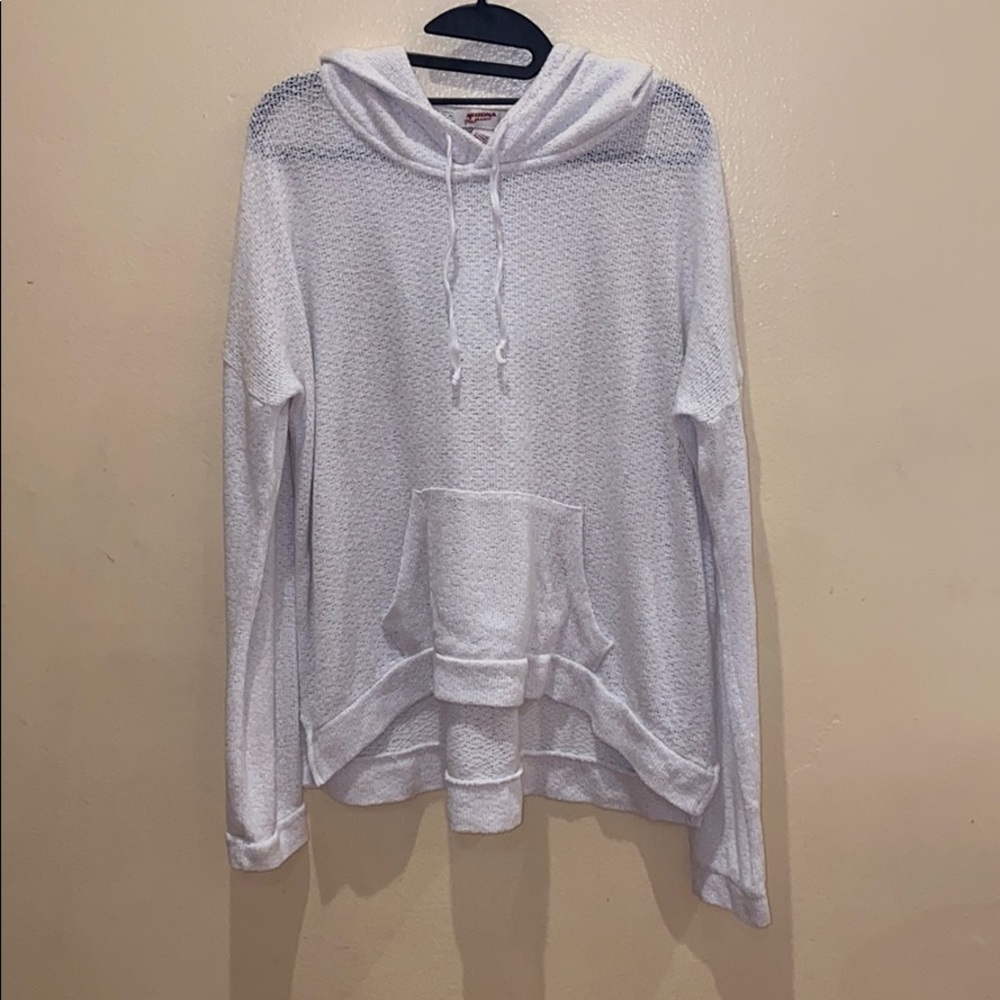 White crochet hoodie